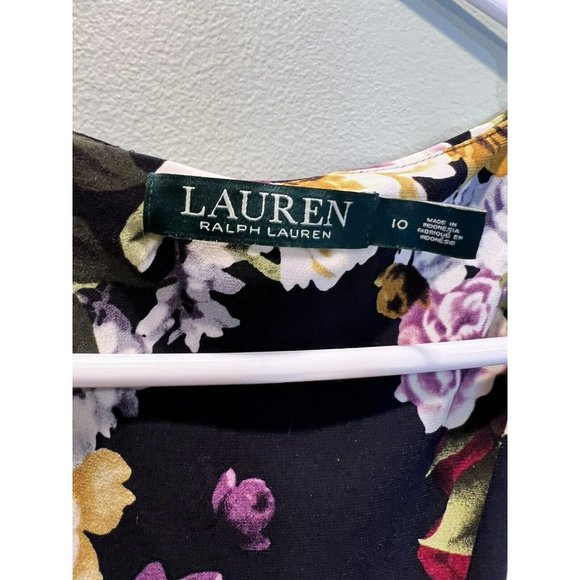Lauren Ralph Lauren Dress Women's Size 10 Sheath Jersey Floral Faux Wrap - Picture 4 of 5